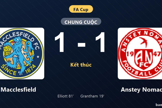 Macclesfield 1-1 Anstey Nomads: Hai đội chia điểm