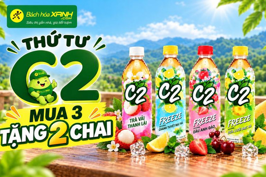Mẹo săn ưu đãi trà C2 mua 3 tặng 2 vào thứ Tư hàng tuần tại Bách hóa XANH siêu tiết kiệm
