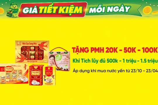 Mẹo tích lũy hóa đơn mua nước yến dinh dưỡng online nhận voucher 100.000đ ở Bách hóa XANH