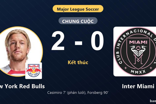 New York Red Bulls 2-0 Inter Miami: New York Red Bulls giành chiến thắng