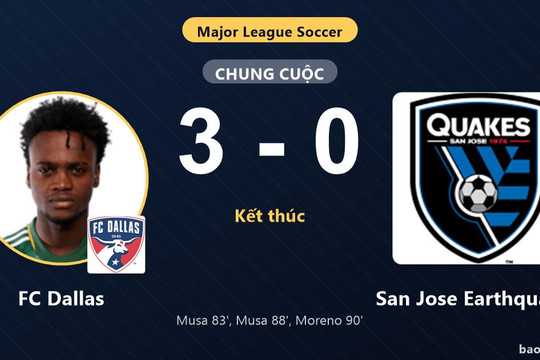 FC Dallas 3-0 San Jose Earthquakes: FC Dallas giành chiến thắng