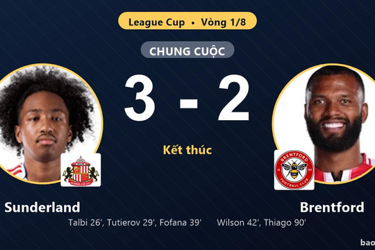 Sunderland 3-2 Brentford: Sunderland giành chiến thắng
