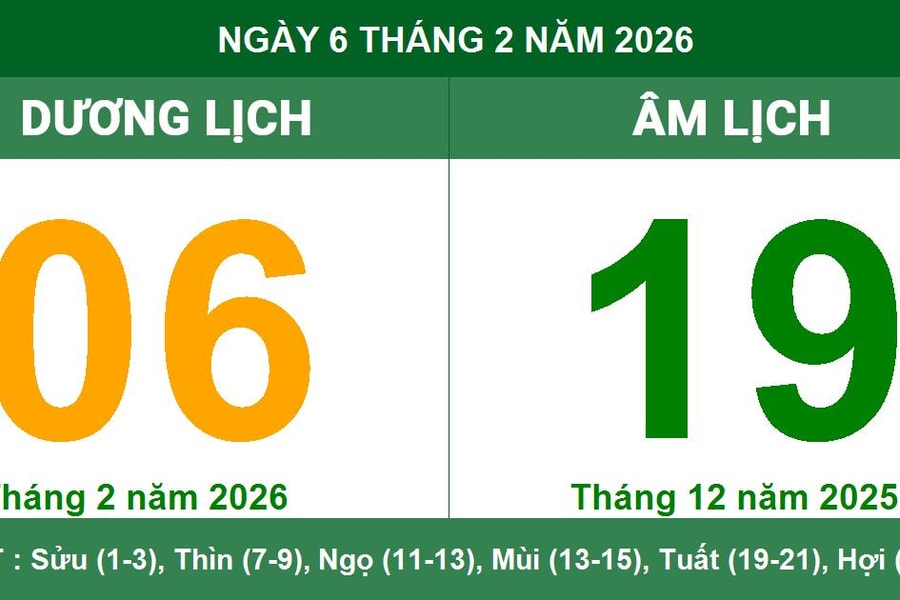 Lịch Âm Dương ngày 6/2/2026: Ngày Tiểu Cát mang lại nhiều vận may
