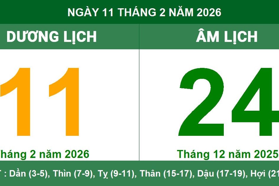 Lịch âm dương ngày 11/02/2026: Những lưu ý quan trọng về giờ hoàng đạo và hướng xuất hành