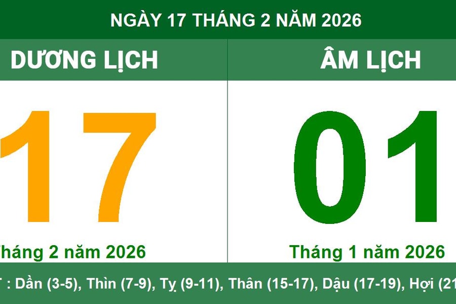 Lịch âm dương ngày 17/2/2026: Khởi đầu mùng 1 Tết Bính Ngọ cát tường