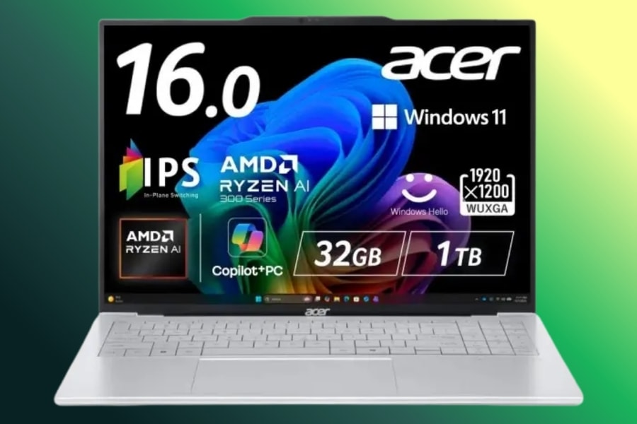 Acer ra mắt Swift Air 16: Laptop 16 inch nhẹ kỷ lục 990 gram trang bị chip Ryzen AI