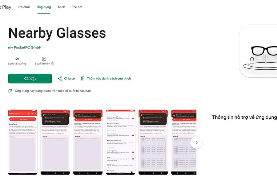 Ứng dụng Nearby Glasses trên Android giúp phát hiện kính thông minh ở gần