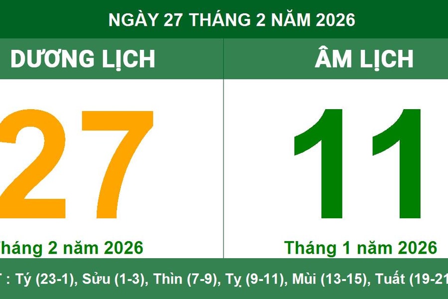 Lịch âm dương ngày 27/2/2026: Xem giờ hoàng đạo và lưu ý phong thủy ngày mới