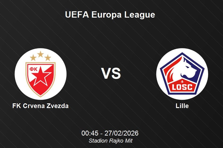 Nhận định FK Crvena Zvezda vs Lille - UEFA Europa League: Điểm tựa sân nhà Rajko Mit