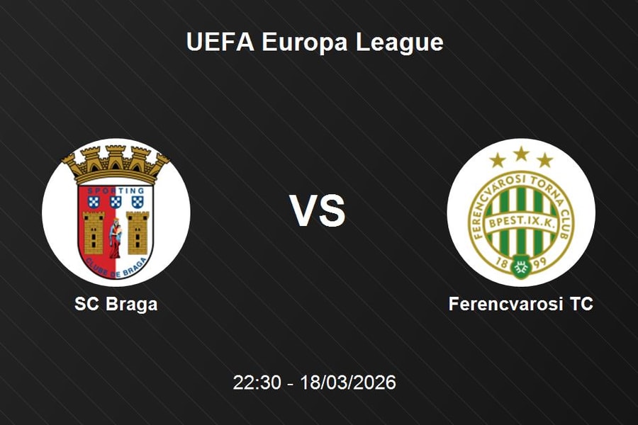 Nhận định SC Braga vs Ferencvarosi TC - UEFA Europa League