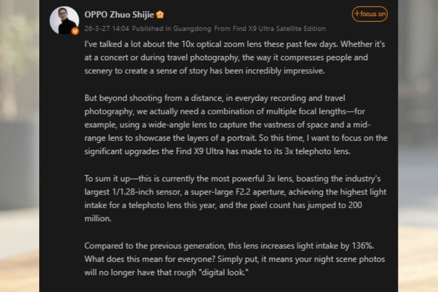 OPPO Find X9 Ultra trang bị camera tele 200MP vượt trội so với vivo X300 Ultra