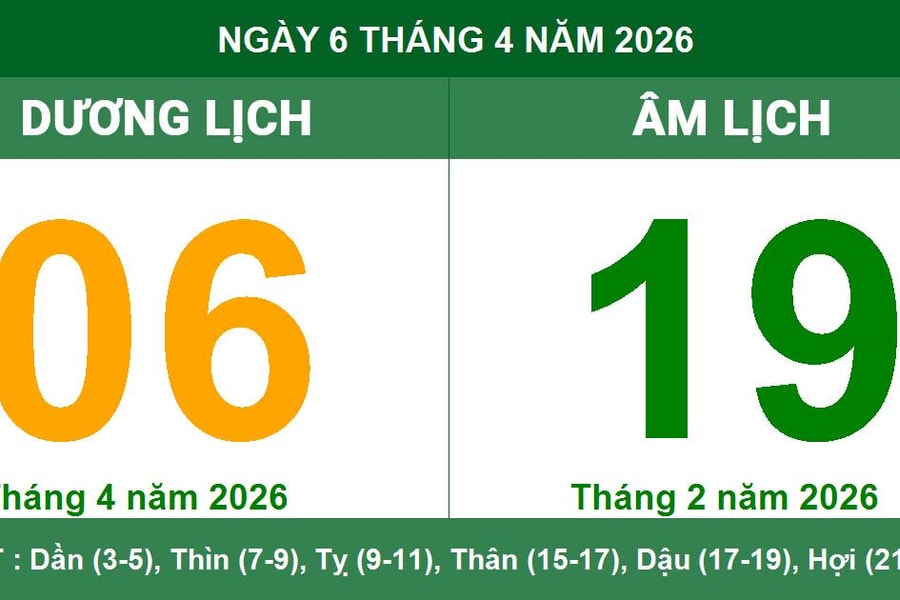 Lịch Âm Dương ngày 6/4/2026: Ngày tốt cho khởi công, cần lưu ý tranh cãi