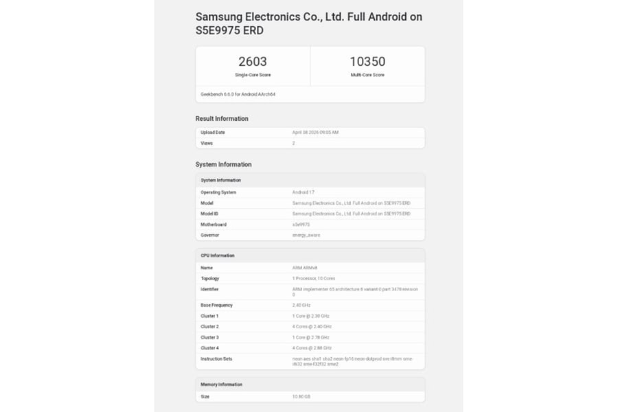 Rò rỉ sức mạnh chip Exynos 2700: Samsung thay đổi kiến trúc để bứt phá hiệu năng