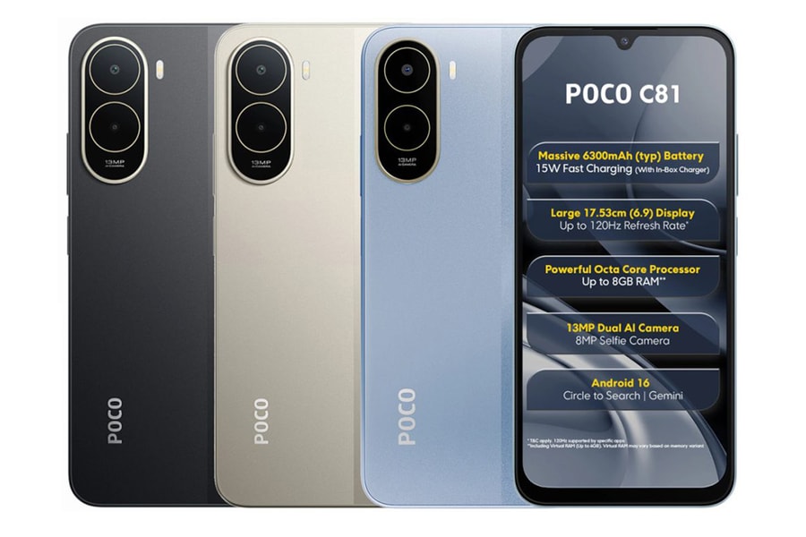 POCO C81 và C81x trình làng: Pin khủng 6.300 mAh, màn hình 120Hz, giá từ 2,79 triệu đồng