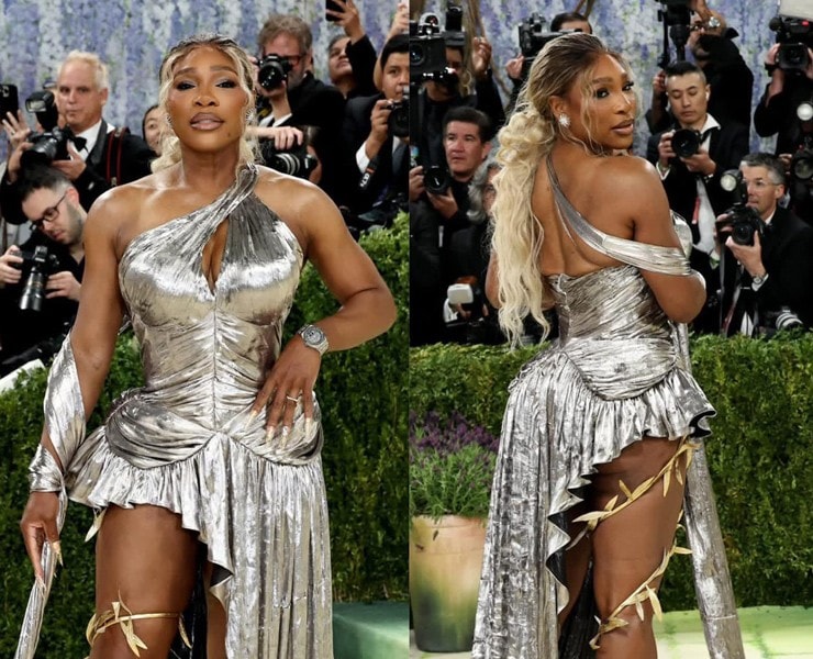 Serena Williams gây tranh cãi với trang phục phối vàng bạc tại Met Gala