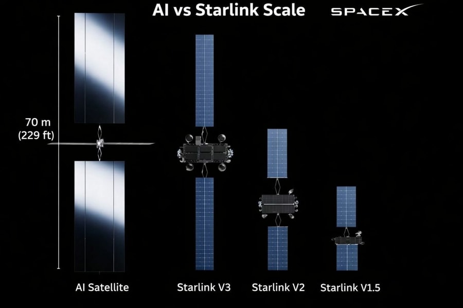 SpaceX ra mắt vệ tinh AI1: Đưa máy chủ AI lên quỹ đạo với sải cánh pin mặt trời 70m