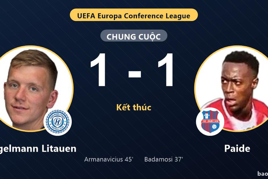 Hegelmann Litauen 1-1 Paide: Hai đội chia điểm