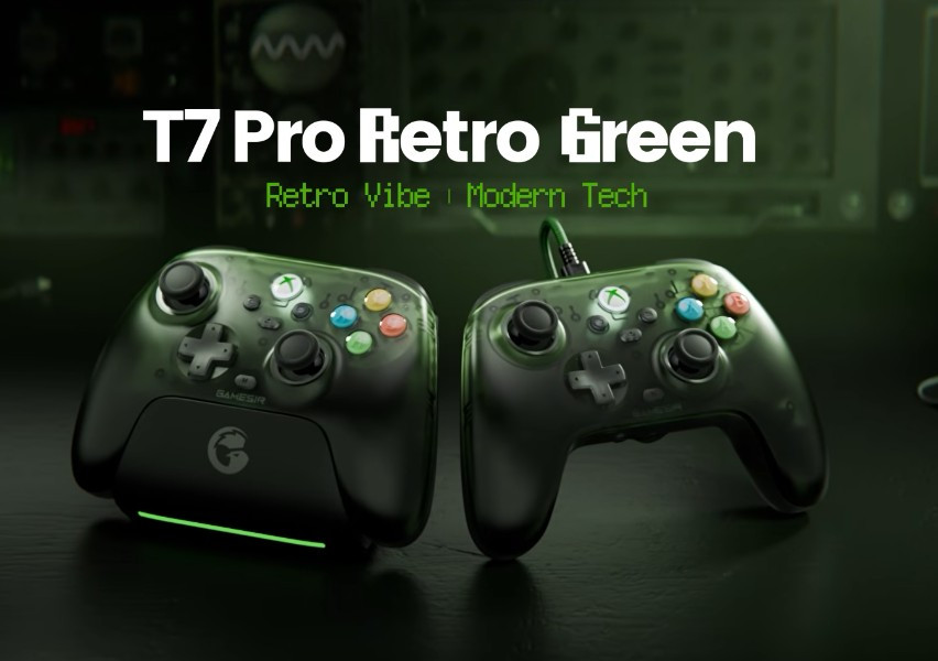 GameSir T7 Pro Retro Green: Tay cầm phong cách Xbox cổ điển tích hợp công nghệ TMR và Hall Effect