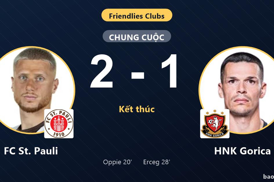 FC St. Pauli 2-1 HNK Gorica: FC St. Pauli giành chiến thắng
