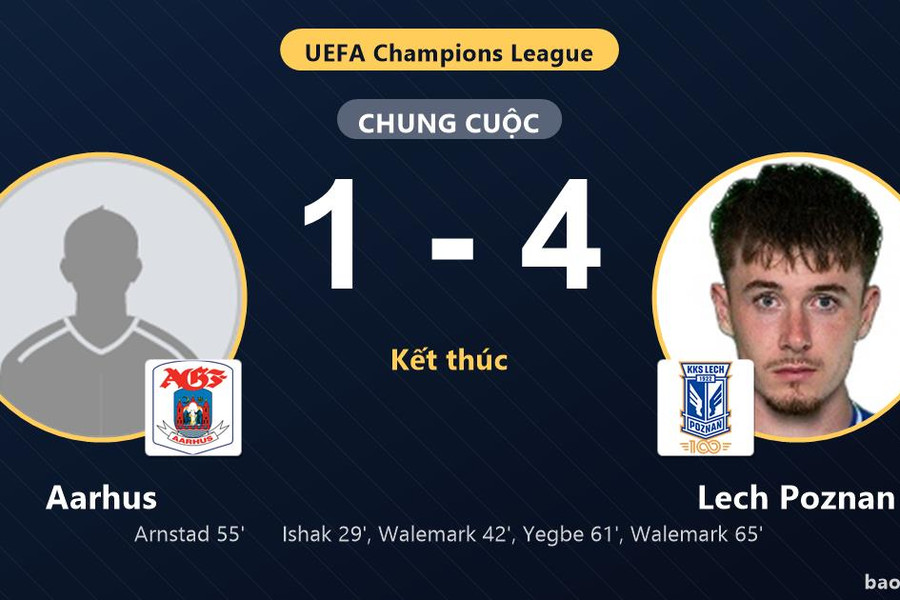 Aarhus 1-4 Lech Poznan: Lech Poznan giành chiến thắng
