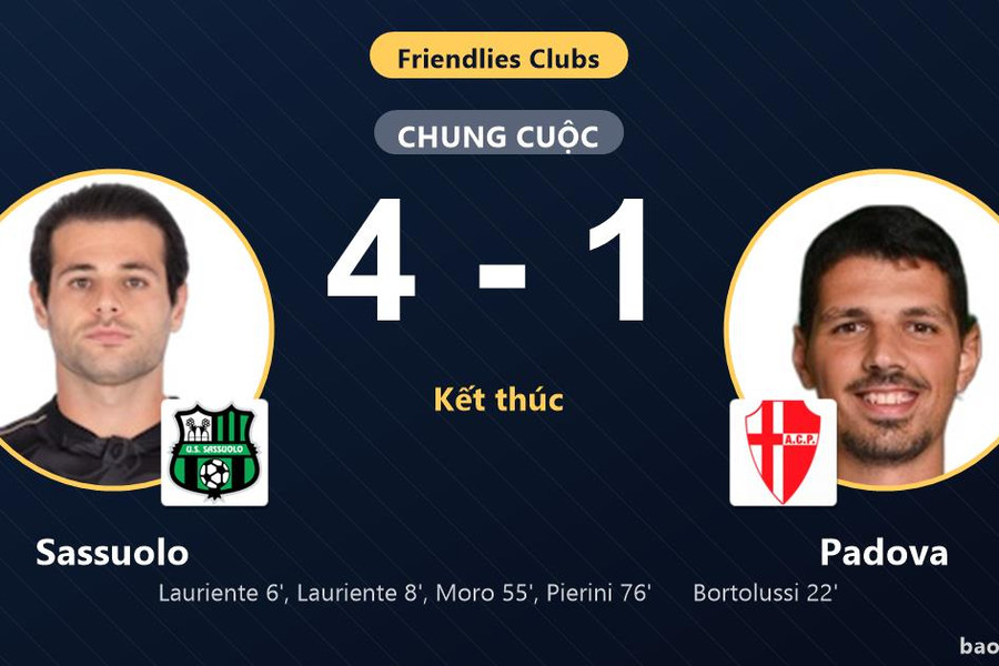 Sassuolo 4-1 Padova: Sassuolo giành chiến thắng