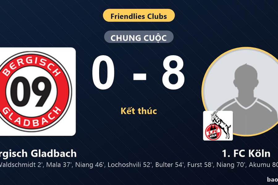 Bergisch Gladbach 0-8 1. FC Köln: 1. FC Köln giành chiến thắng
