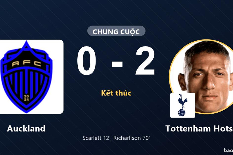 Auckland 0-2 Tottenham Hotspur: Tottenham Hotspur giành chiến thắng