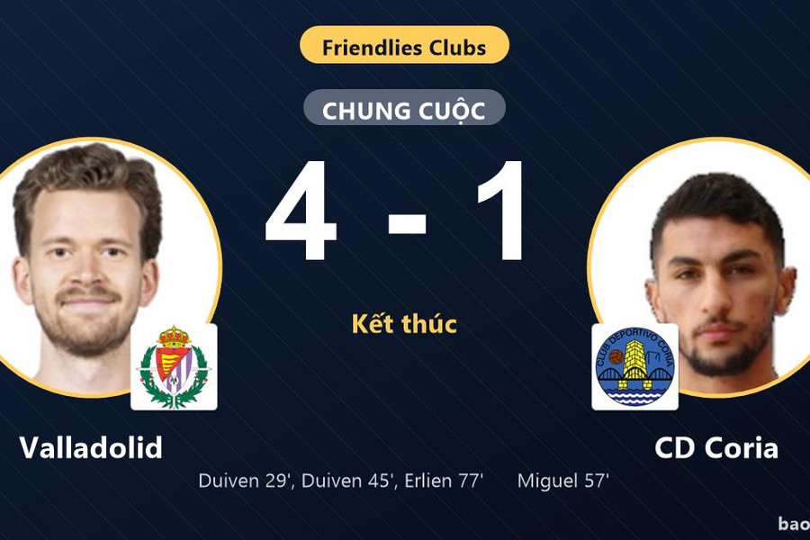 Valladolid 4-1 CD Coria: Valladolid giành chiến thắng