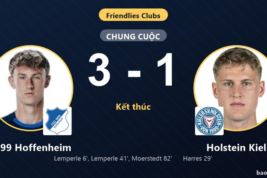 1899 Hoffenheim 3-1 Holstein Kiel: 1899 Hoffenheim giành chiến thắng