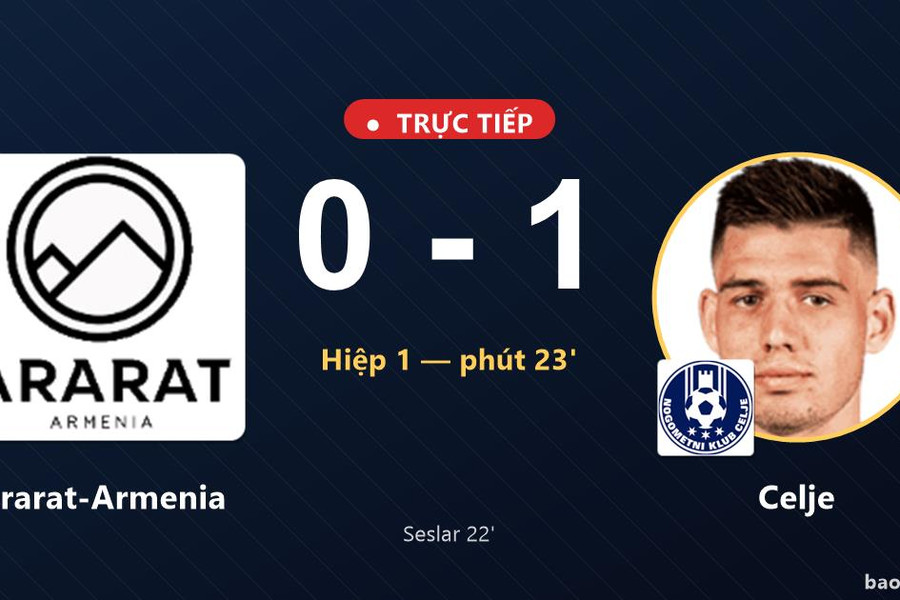 Trực tiếp Ararat-Armenia vs Celje: Celje mở tỷ số