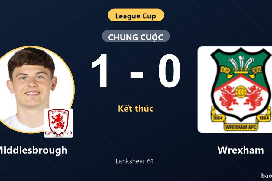 Middlesbrough 1-0 Wrexham: Middlesbrough giành chiến thắng