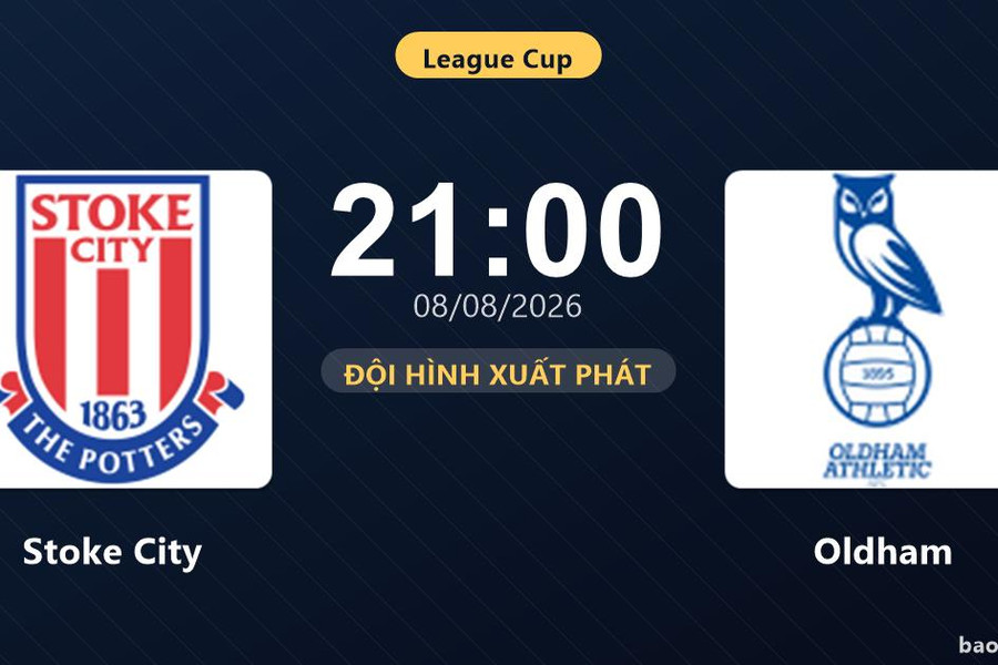 Trực tiếp Stoke City vs Oldham: Stoke City ép sân, chưa có bàn thắng