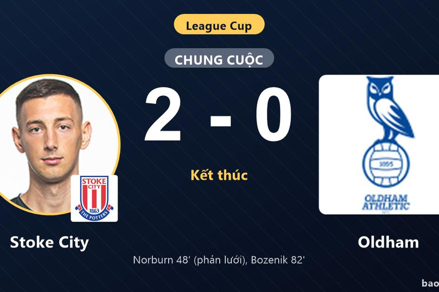 Stoke City 2-0 Oldham: Stoke City giành chiến thắng