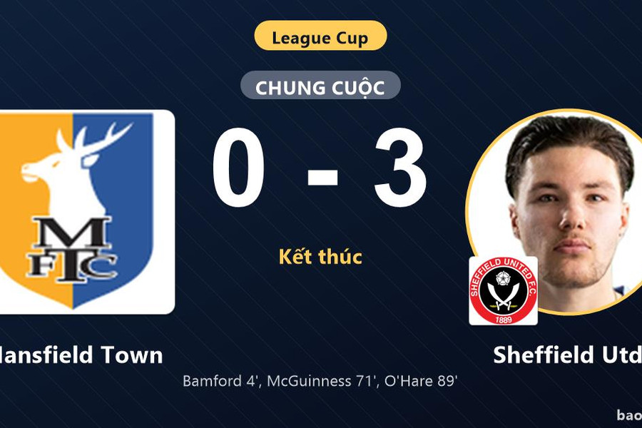 Mansfield Town 0-3 Sheffield Utd: Sheffield Utd giành chiến thắng