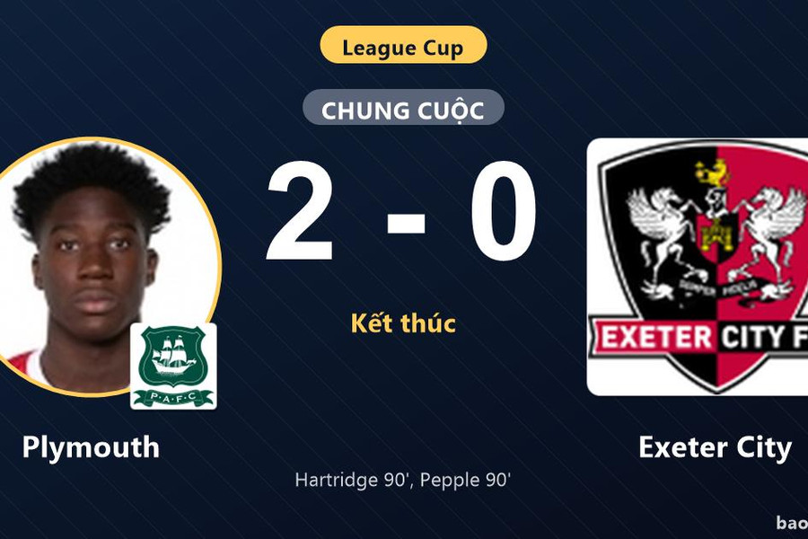 Plymouth 2-0 Exeter City: Plymouth giành chiến thắng