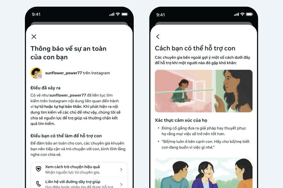 Instagram tự động gửi cảnh báo tới phụ huynh Việt Nam khi trẻ liên tục tìm nội dung tự hại