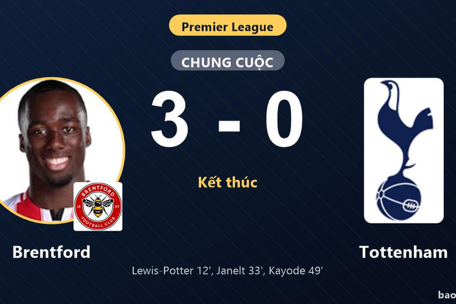 Brentford 3-0 Tottenham: Brentford giành chiến thắng