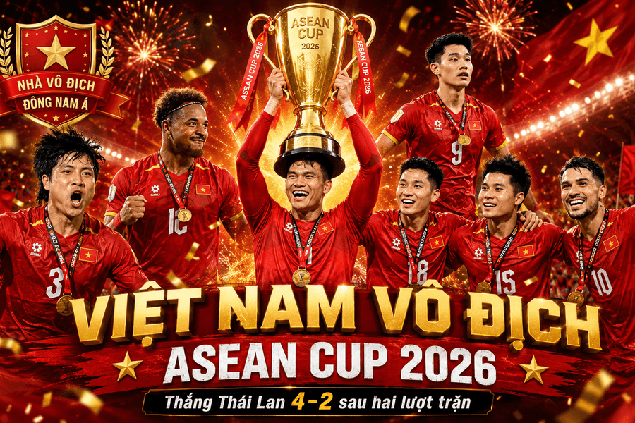 Việt Nam chính thức vô địch ASEAN Cup 2026, vượt Thái Lan 4-2 sau hai lượt trận