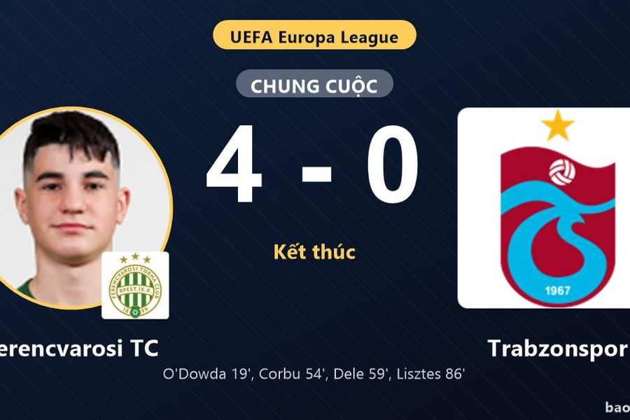 Ferencvarosi TC 4-0 Trabzonspor: Ferencvarosi TC giành chiến thắng