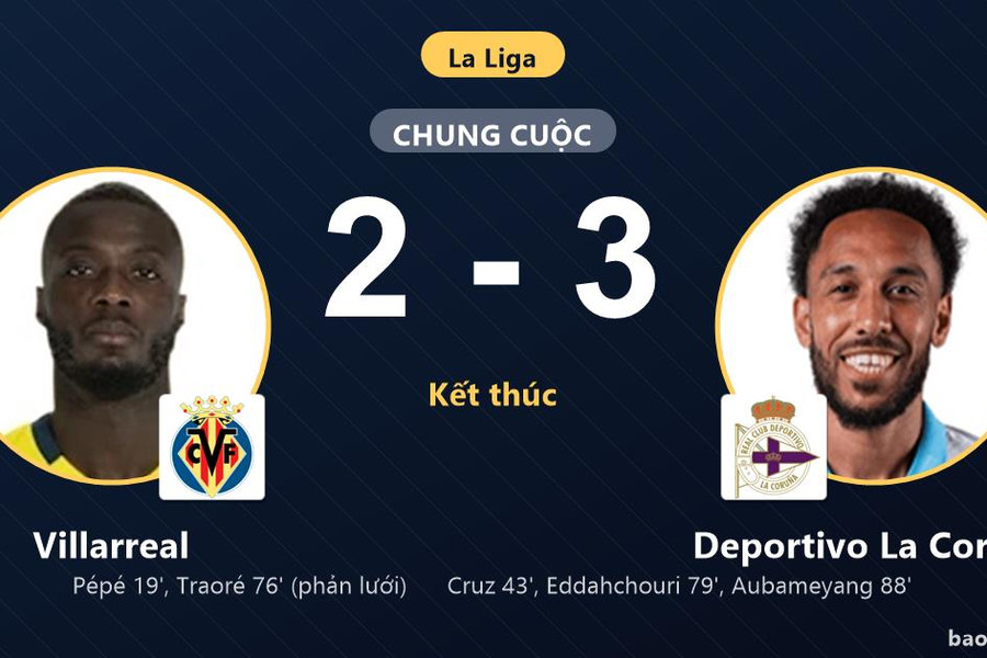 Villarreal 2-3 Deportivo La Coruna: Deportivo La Coruna giành chiến thắng