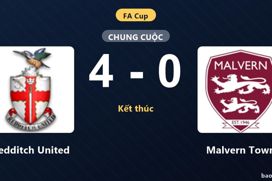 Redditch United 4-0 Malvern Town: Redditch United giành chiến thắng