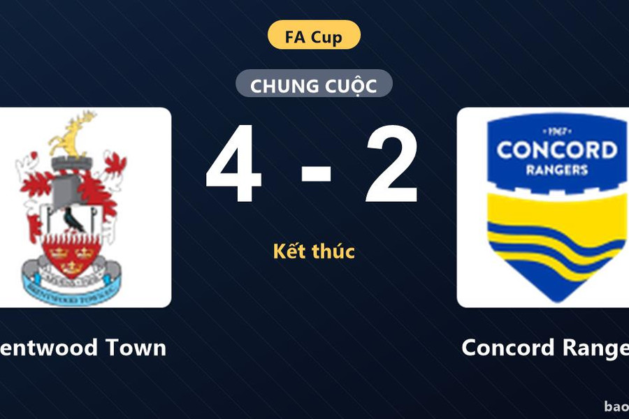 Brentwood Town 4-2 Concord Rangers: Brentwood Town giành chiến thắng