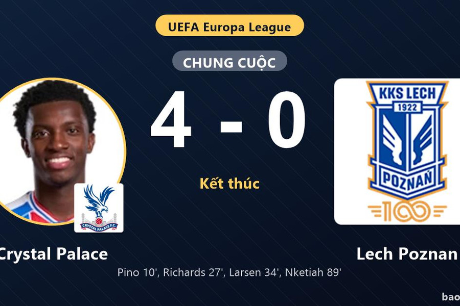 Crystal Palace 4-0 Lech Poznan: Crystal Palace giành chiến thắng