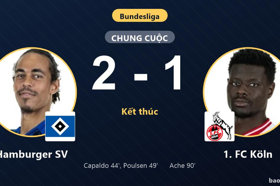 Hamburger SV 2-1 1. FC Köln: Hamburger SV giành chiến thắng