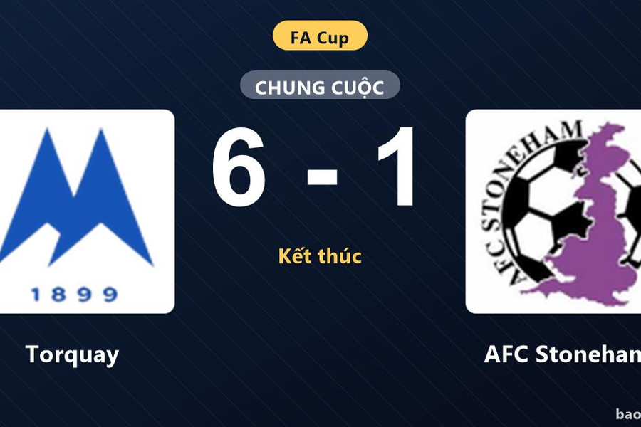 Torquay 6-1 AFC Stoneham: Torquay giành chiến thắng