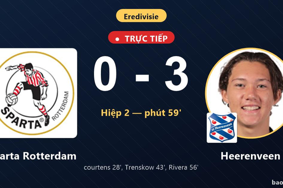 Trực tiếp Sparta Rotterdam vs Heerenveen: Heerenveen nới rộng cách biệt 0-3