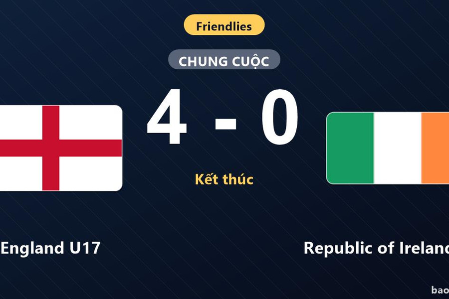England U17 4-0 Republic of Ireland U17: England U17 giành chiến thắng