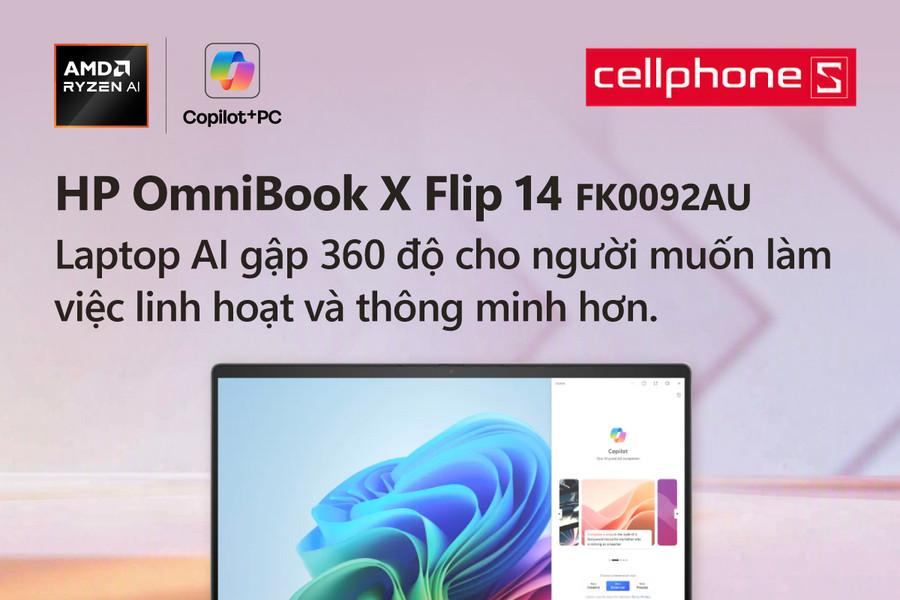Đánh giá laptop HP OmniBook X Flip 14-FK0092AU: Thiết kế xoay gập 360 độ cùng chip AI hiện đại