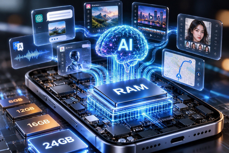 Vì sao trí tuệ nhân tạo cục bộ biến dung lượng RAM trở thành thông số sống còn trên smartphone?