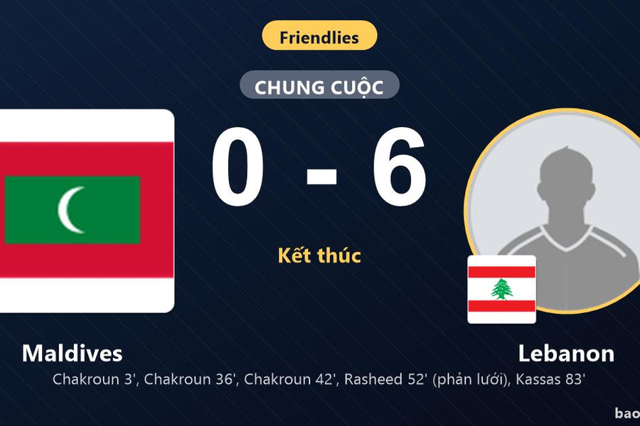 Maldives 0-6 Lebanon: Lebanon giành chiến thắng